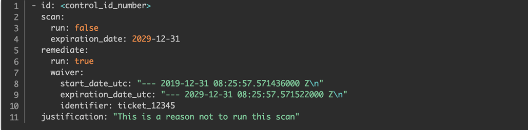Chef InSpec Waiver defined using YAML